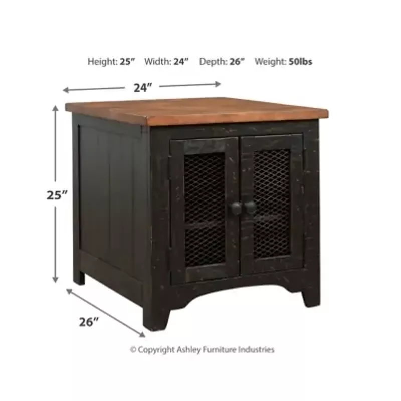 Black/Brown Valebeck Rectangular End Table