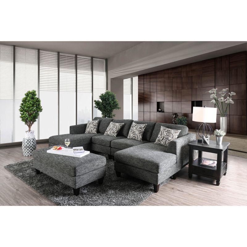 Furniture of America Lauf Modern Grey 4-piece Modular Sectional - Grey