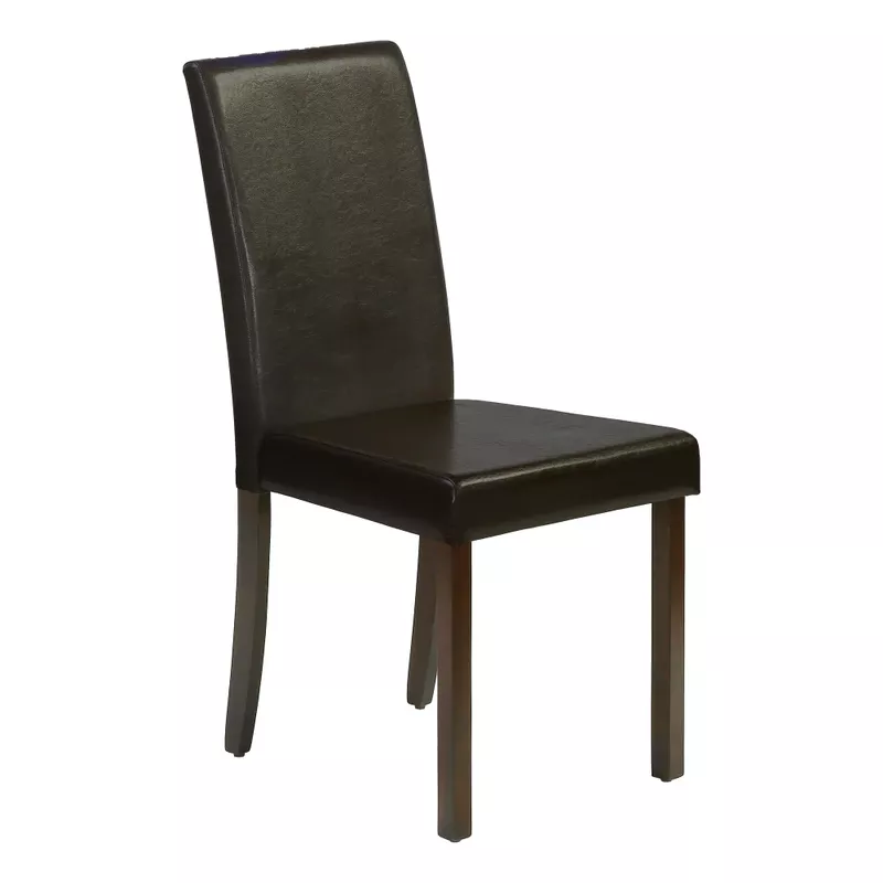 Dining Chair/ Set Of 2/ Side/ Upholstered/ Kitchen/ Dining Room/ Pu Leather Look/ Wood Legs/ Brown/ Transitional