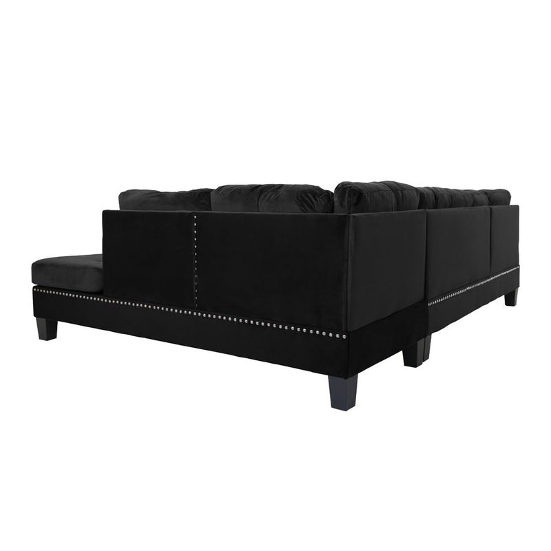 L-Shape Sectional Sofa w/Ottoman and nailhead trim accent - Dark Grey