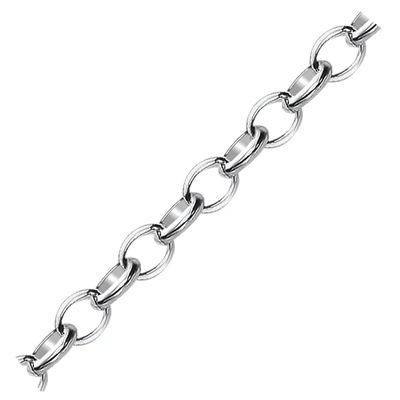 Sterling Silver Polished Charm Bracelet with Rhodium Plating (7.25 Inch)