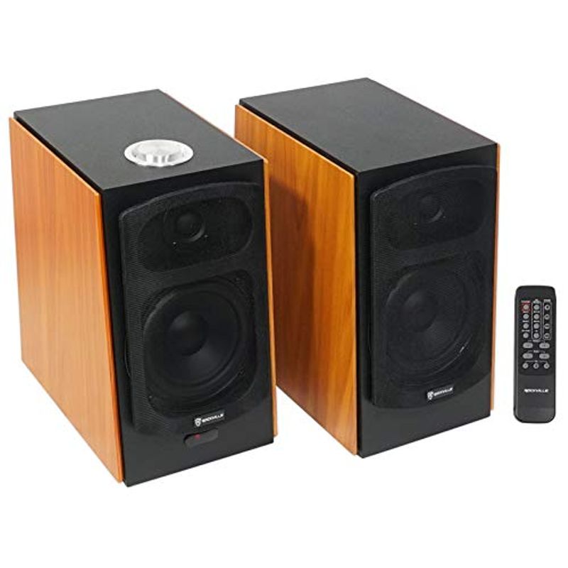Rockville - 5" Powered Bookshelf Speakers Bluetooth Monitor Speaker System, 5 Inch, Wood (Pack of 2)