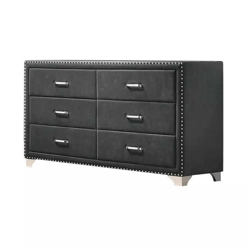 Melody 6-drawer Upholstered Dresser Grey