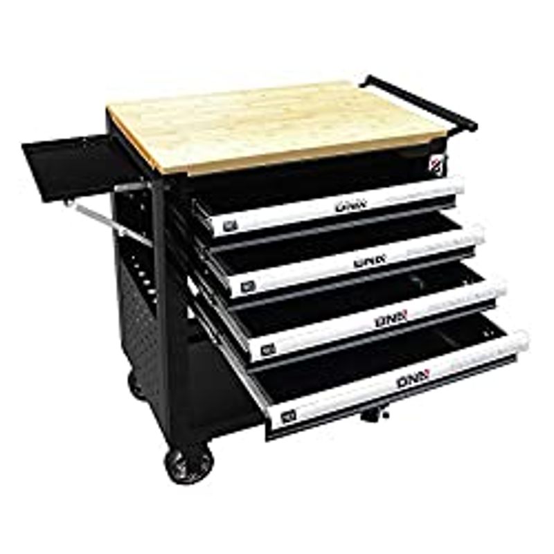 DNA MOTORING 30" W X 37" H X 18" D Large Capacity 4-Drawer Chest Rolling Tool Cart Locking Swivel Cabinet (TOOLS-00003) with Keys