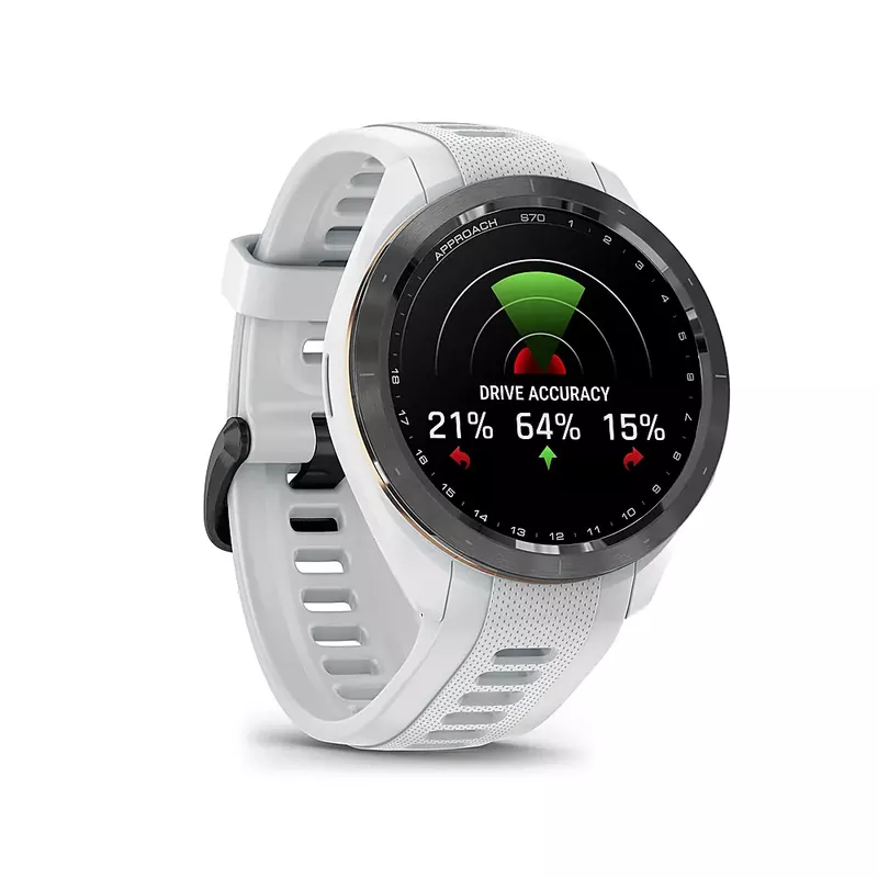 Garmin - Approach S70 GPS Smartwatch 42mm Ceramic - Black Ceramic Bezel with White Silicone Band