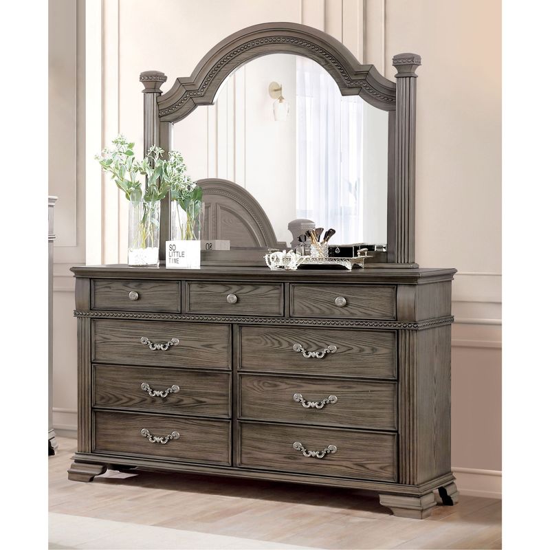 Furniture of America Stroh Traditional 9-drawer Trim Molding Dresser - Grey
