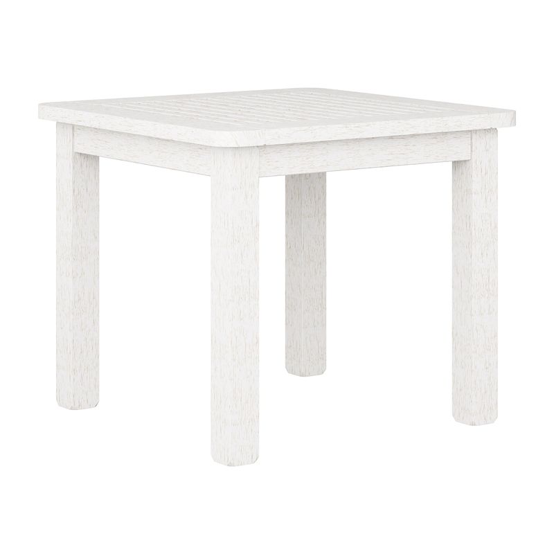 CorLiving Miramar Whitewashed Hardwood Outdoor Side Table - White
