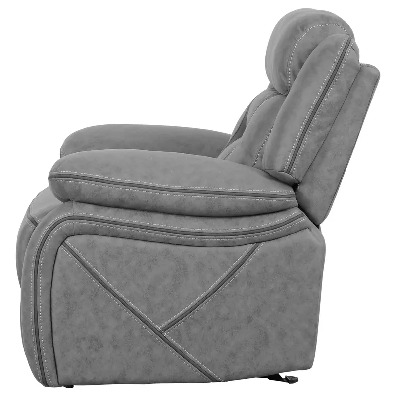 Higgins Overstuffed Upholstered Glider Recliner Grey