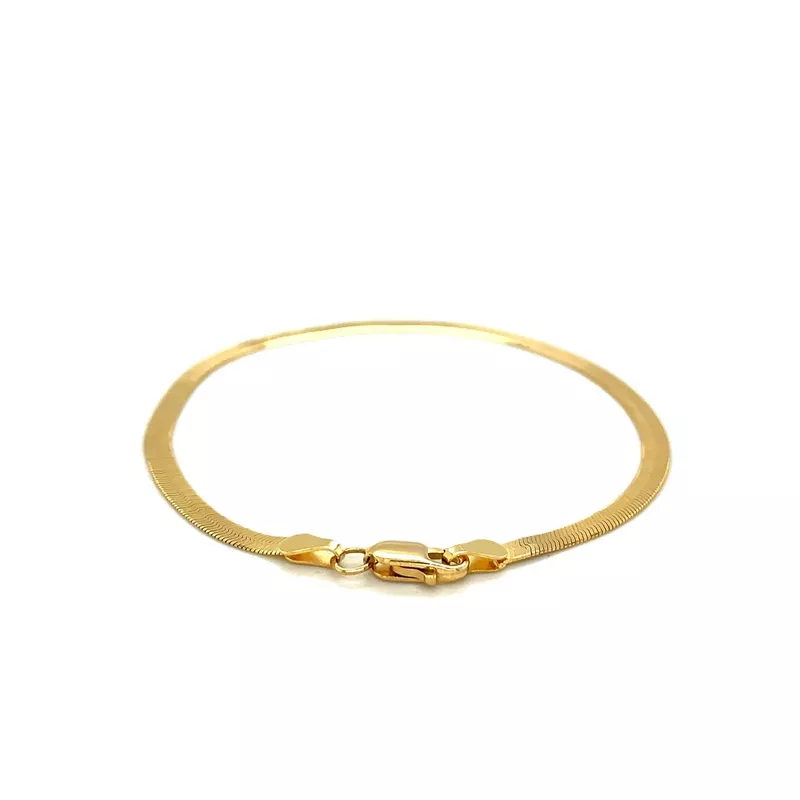 3.0mm 14k Yellow Gold Super Flex Herringbone Bracelet