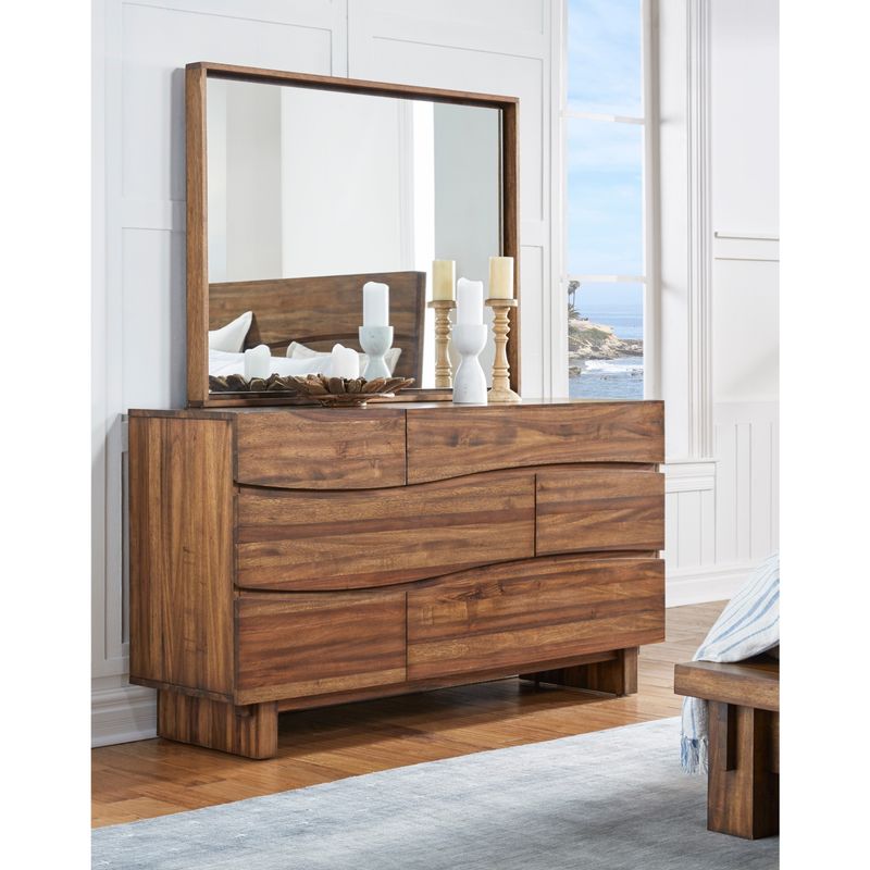 Ocean Natural Sengon Wood 6-Drawer Dresser - Six Drawer Solid Wood Dresser in Natural Sengon