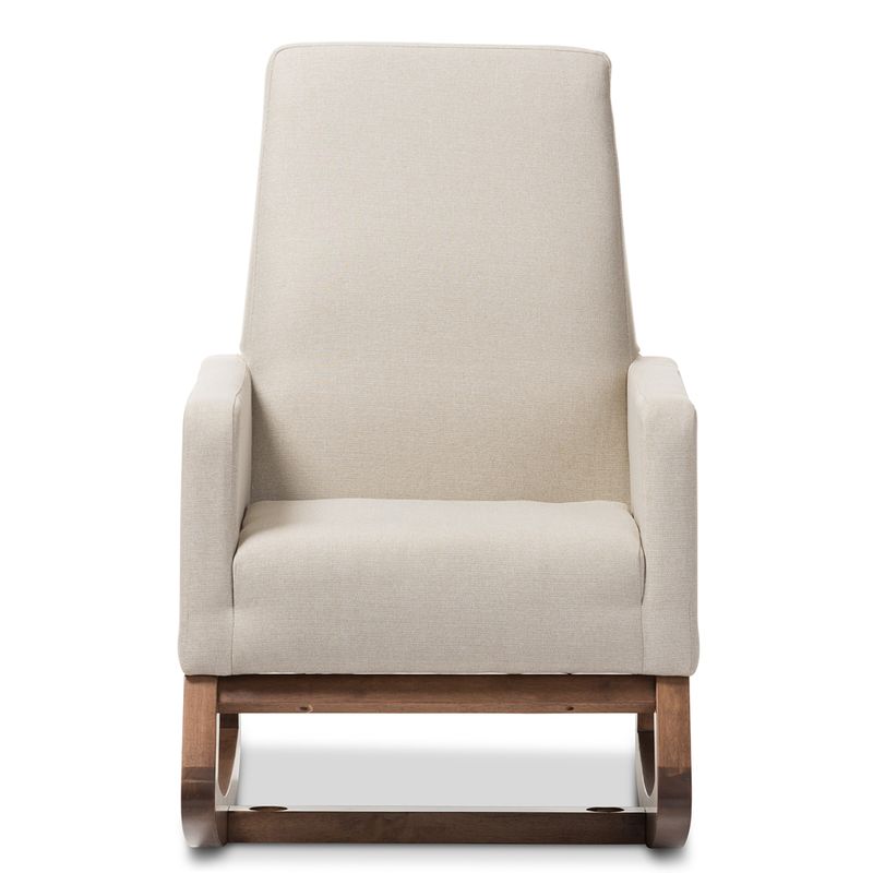 Baxton Studio Yashiya Mid-century Retro Modern Light Beige Fabric Upholstered Rocking Chair - Rocking Chair-Beige