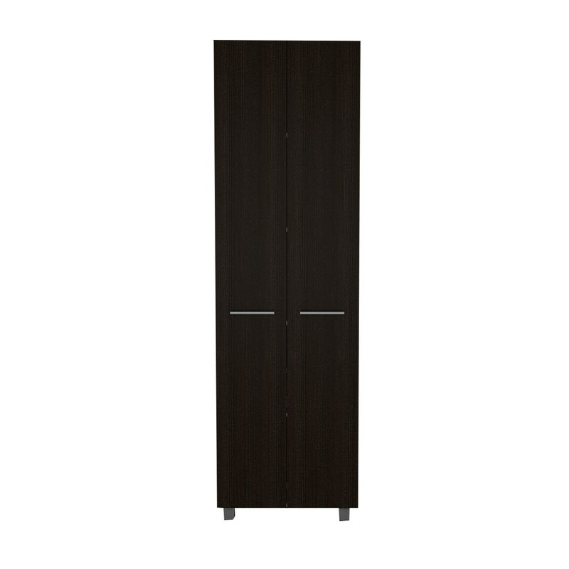 Pensacola Two Door Pantry cabinet, With 5 Interior Shelves. - N/A - Black Wengue