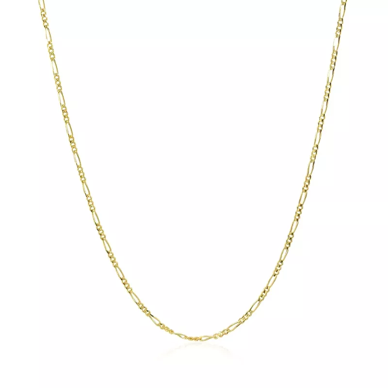 14k Yellow Gold Solid Figaro Chain 1.3mm (24 Inch)