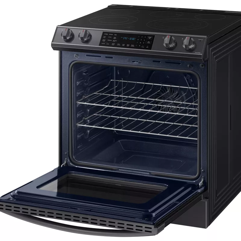 Samsung 6.3-Cu. Ft. Front Control Slide-In Electric Range with AirFry, Brushed Black