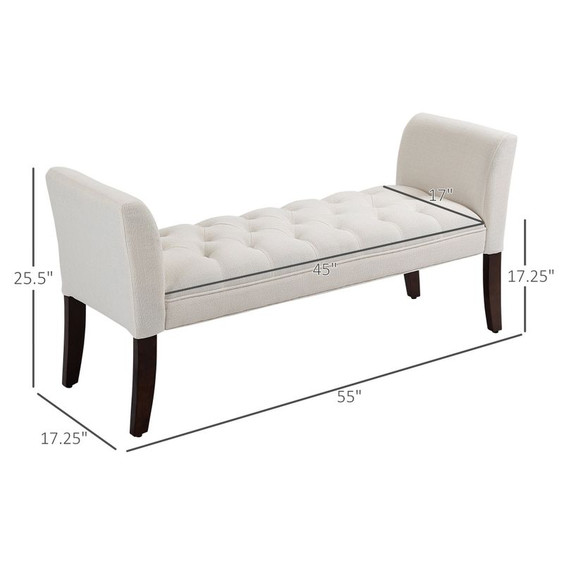 HOMCOM End of Bed Bench with Button Tufted Design, Upholstered Bench,Beige - Beige