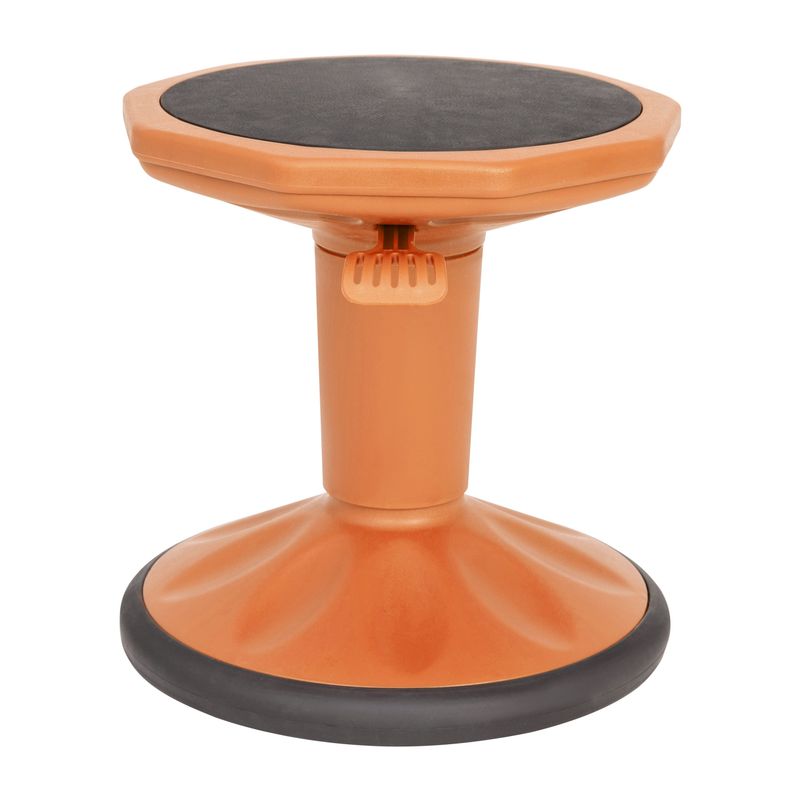 Kids Adjustable Height Active Learning Stool for Classroom and Home - 13"W x 13"D x 13.5" - 18.25"H - Orange