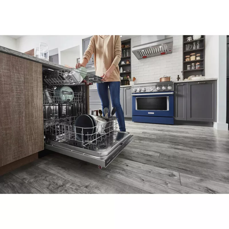KitchenAid - 24" Top Control Built-In Dishwasher with Stainless Steel Tub, FreeFlex, 3rd Rack, 44dBA - Stainless Steel