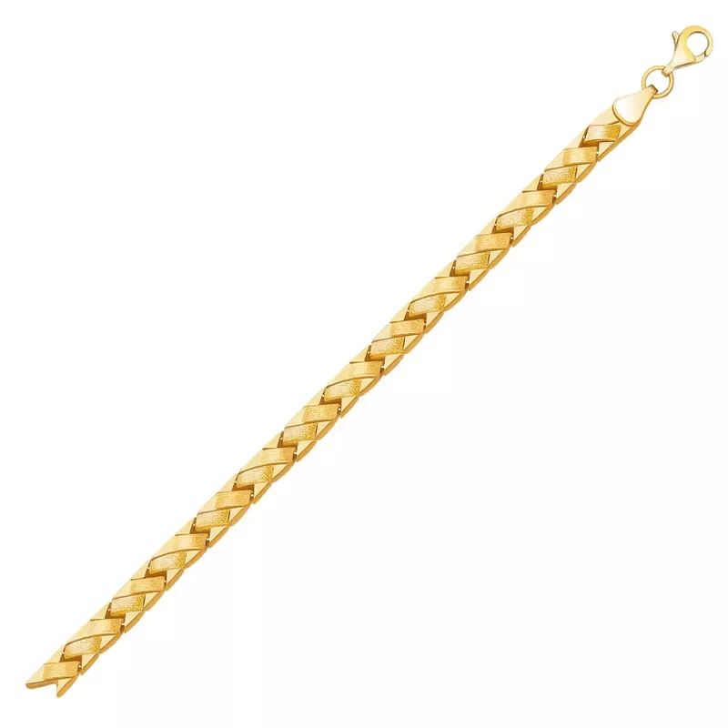 14k Yellow Gold Fancy Basket Weave Line Bracelet (7.25 Inch)
