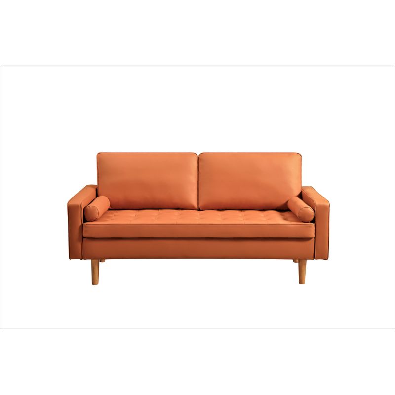 Rumaisa 69.7'' Vegan Leather Square Arm Sofa - Apricot