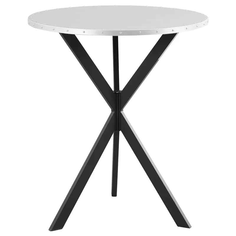 Kenzo Round Metal Top Bar Table Silver and Sandy Black