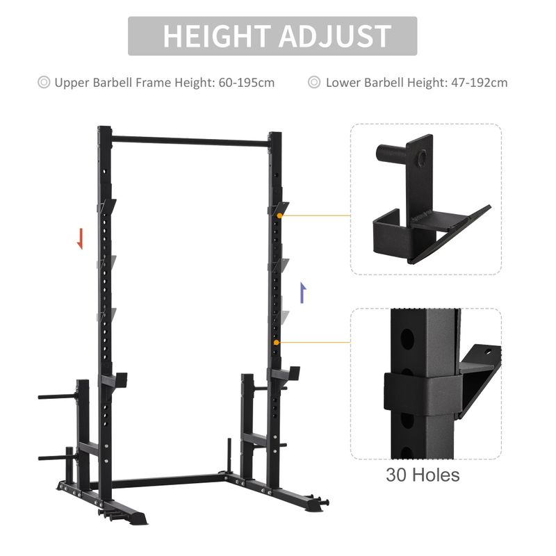 Soozier Heavy Duty Multi-Function Power Tower Exercise Workout Station Strength Training w/ Stand Rod for Home Gym - Black