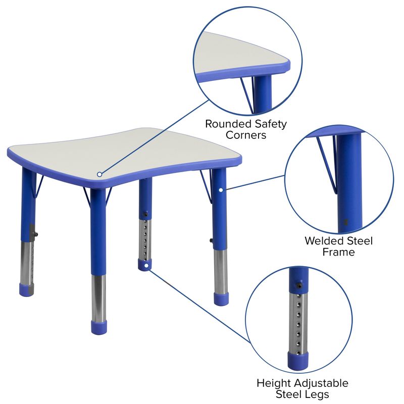 22x27 Rectangular Plastic Activity Table - Blue