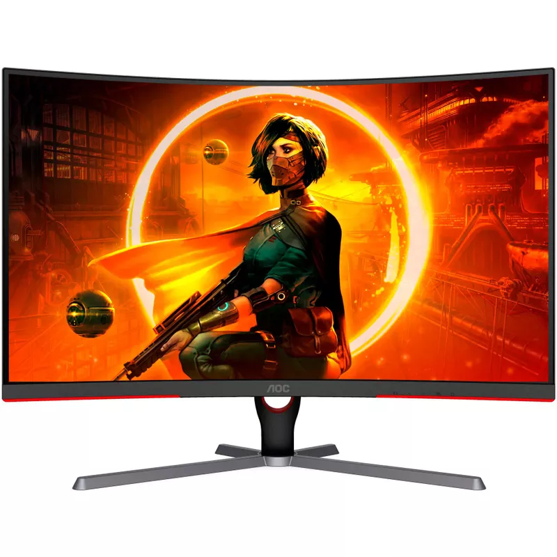 AOC - CQ32G3SE 32" LCD Curved QHD FreeSync Premium Monitor - Black/Red