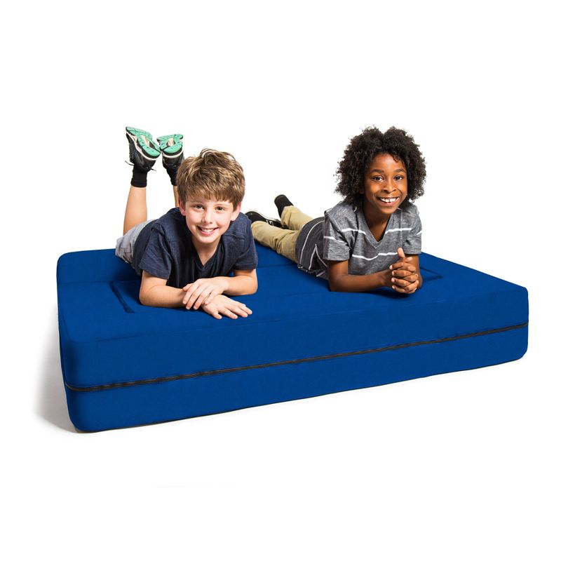 Jaxx Big Kids Convertible Sleeper Sofa & Ottoman Set - charcoal