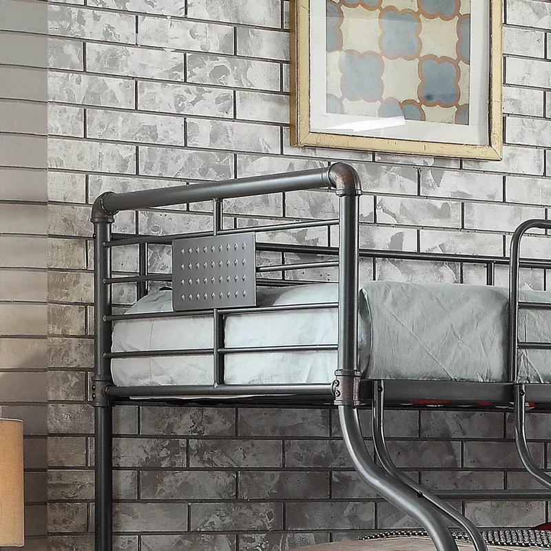 Industrial Metal Twin/Full/Queen Triple Bunk Bed in Black