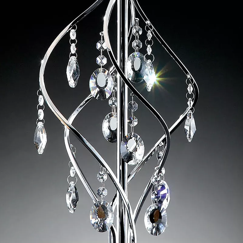 Glam Hanging Crystal Table Lamp in Black/Chrome