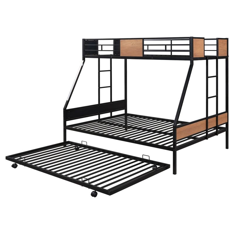 Nestfair Twin over Full Bunk Bed with Trundle - Black
