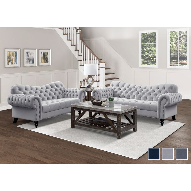 Cardiff 2-Piece Living Room Set - Light Grey