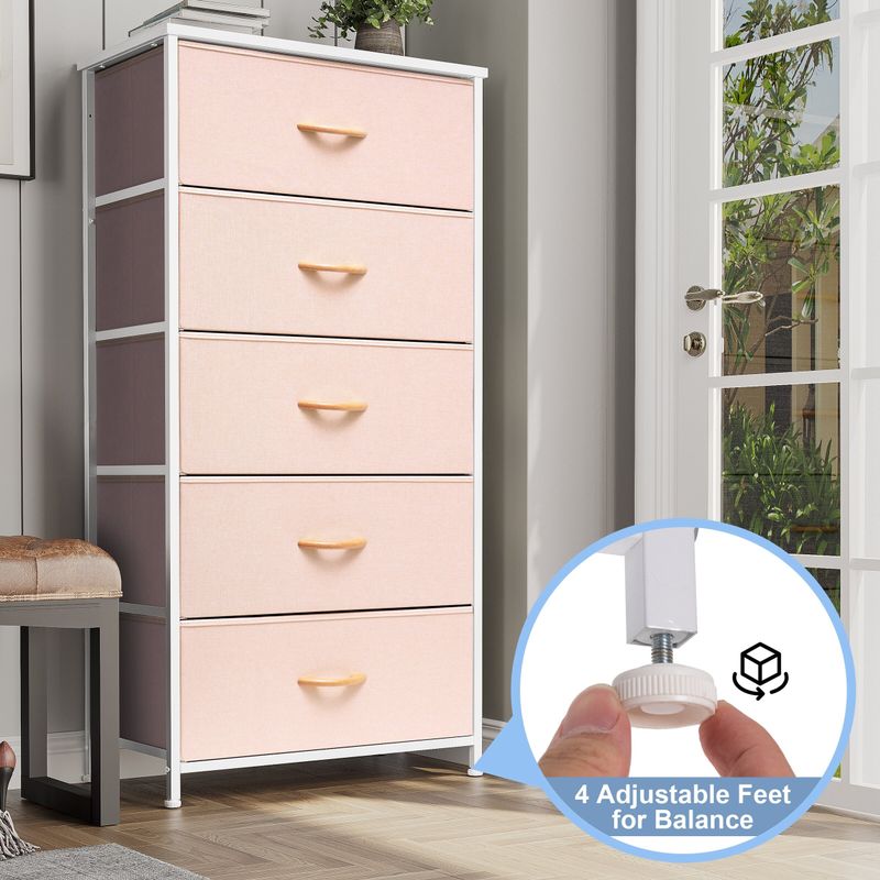 5 Drawers Vertical Dresser Storage Tower Organizer Unit for Bedroom - Pink - 5-drawer