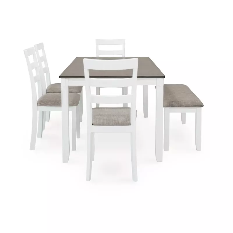 Stonehollow Dining Table and Chairs with Bench (Set of 6)