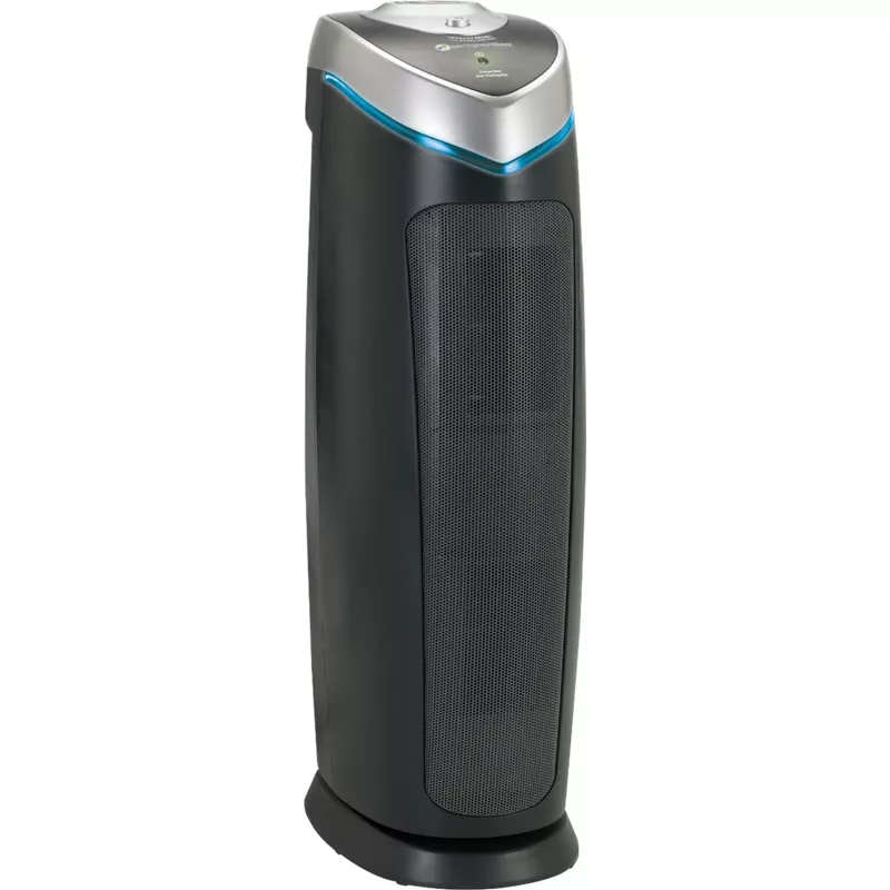 GermGuardian - 22" Air Purifier Tower with HEPA Filter & UV-C for 167 Sq Ft Rooms - Black/Silver