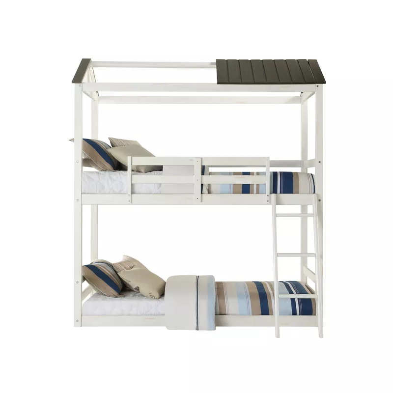 ACME Nadine Cottage Twin/Twin Bunk Bed, Weathered White & Washed Gray