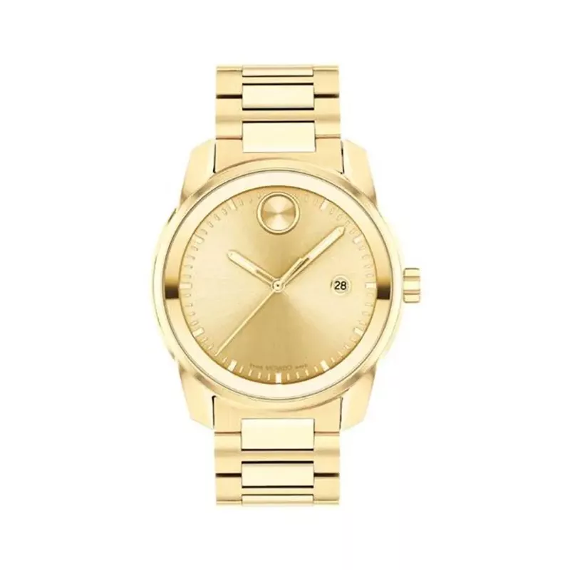 Movado - Mens BOLD Verso Gold-Tone Stainless Steel Watch Gold Dial