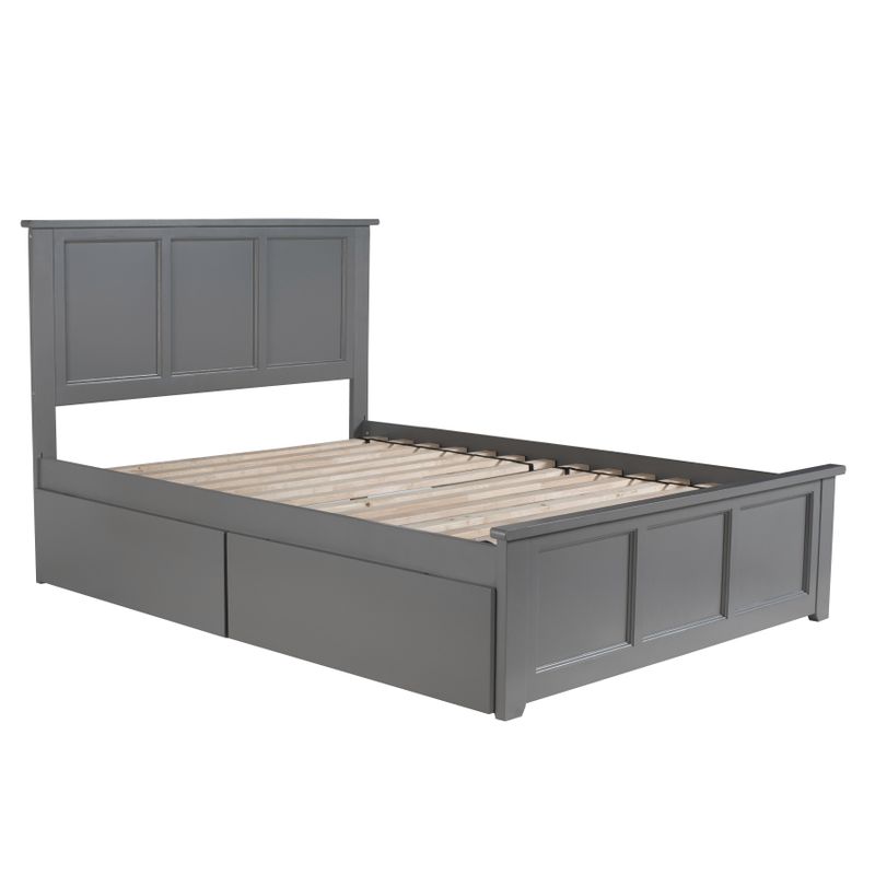 Atlantic Furniture Madison Atlantic Grey Wood Full Platform Bed with Matching Footboard and 2 Urban Bed Drawers
