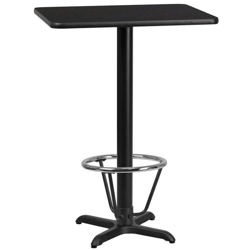24'' x 30'' Rectangular Table Top with 22'' x 22'' Bar Height Table Base - Walnut