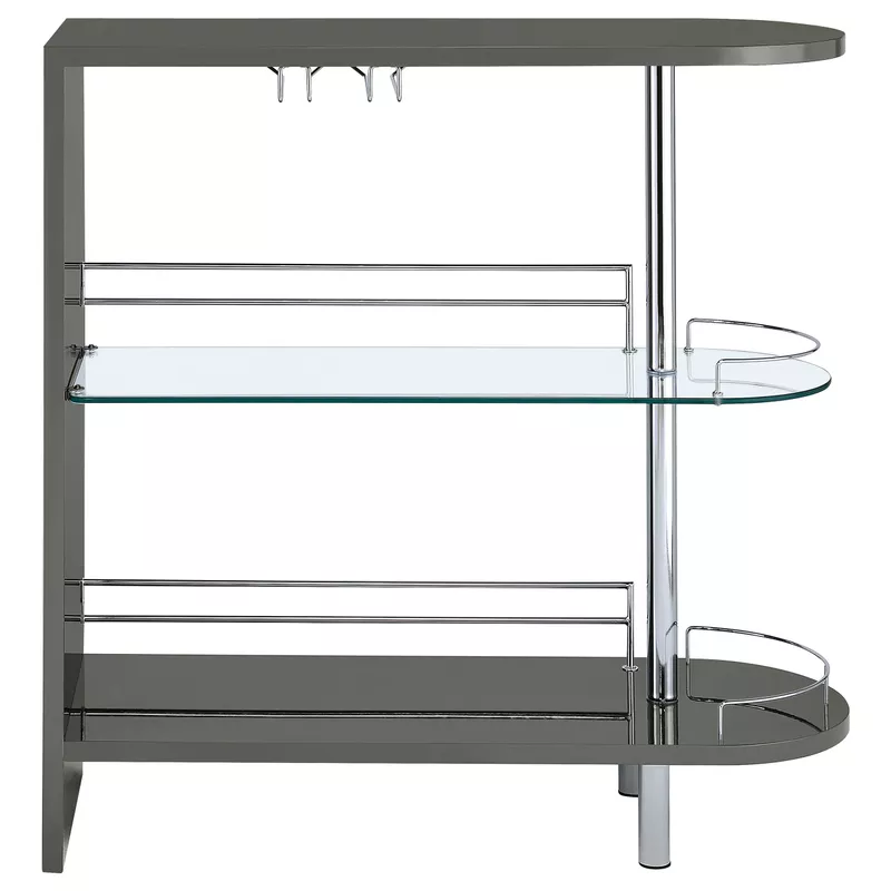 Adolfo 3-tier Bar Table Glossy Grey and Clear