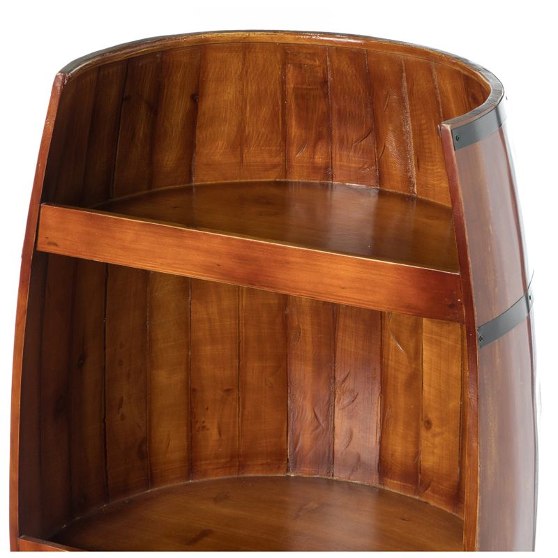 Rustic Wooden Wine Barrel Display Shelf Storage Stand - Brown