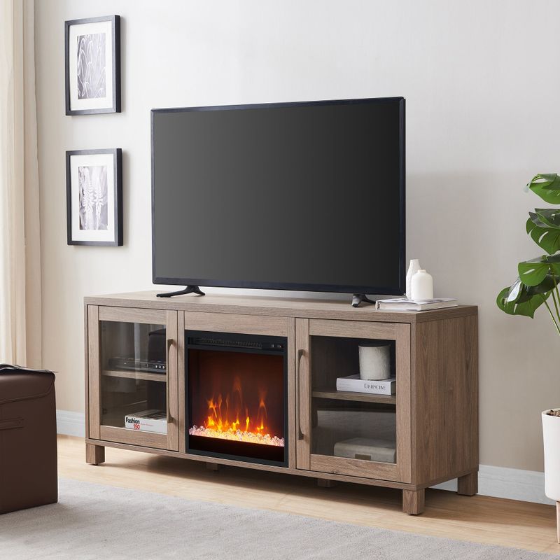 Rent to own Quincy TV Stand with Fireplace Insert 58" Black Grain