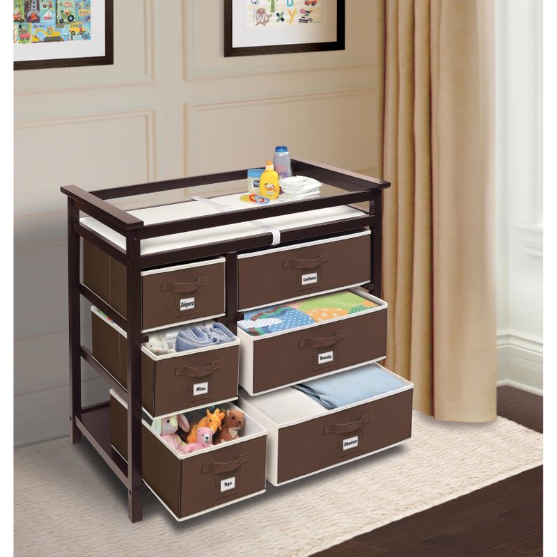 Modern Baby Changing Table with Six Baskets - Espresso - Espresso Finish