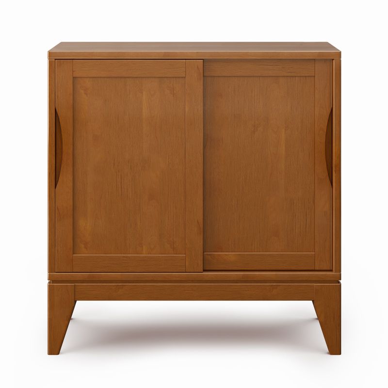 WYNDENHALL Pearson SOLID HARDWOOD 30 inch Wide Mid Century Modern Low Storage Cabinet - 30"w x 14"d x 31"h - Walnut Brown