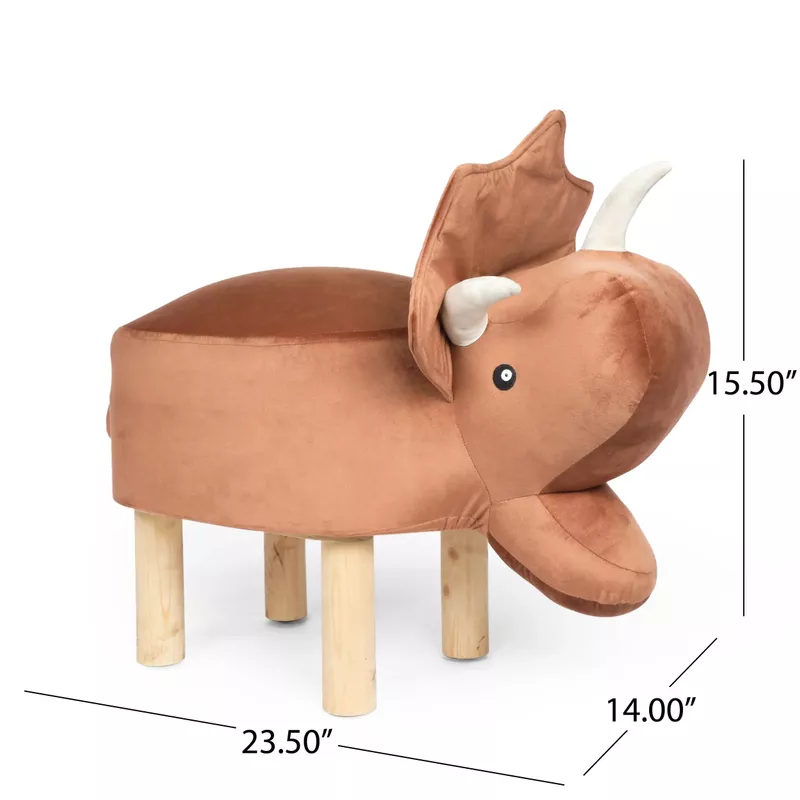 Dugway Contemporary Kids Triceratops Ottoman by Christopher Knight Home - Brown+Natural