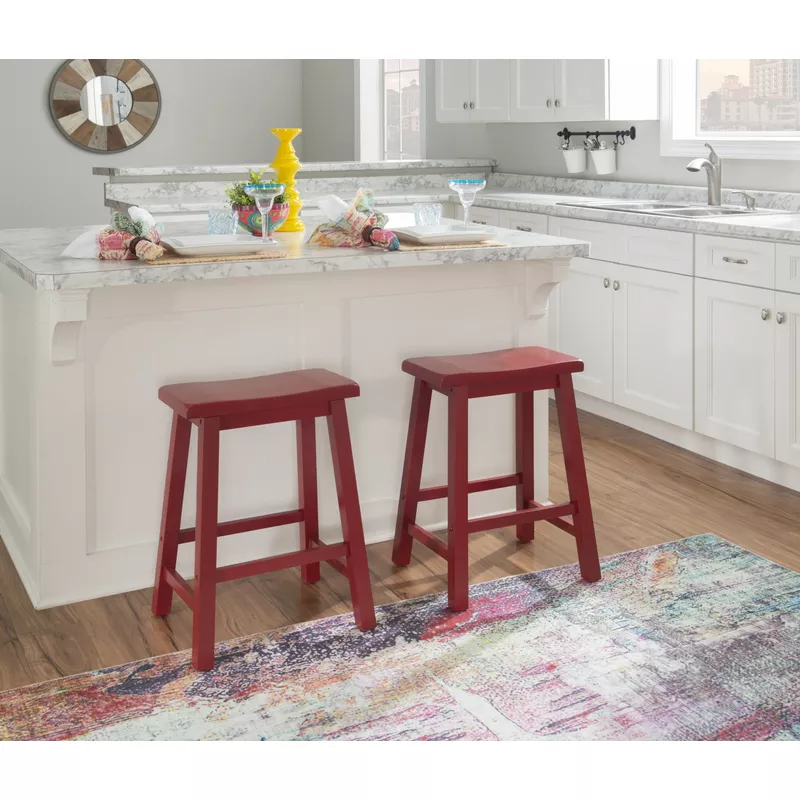 Ernlee Saddle Counter Stool Red