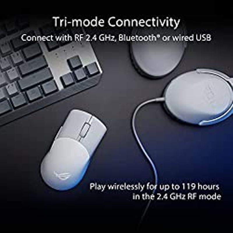 Asus ROG Keris Wireless AimPoint Gaming Mouse, Tri-mode connectivity (2.4GHz RF, Bluetooth, Wired), 36000 DPI sensor, 5 programmable...