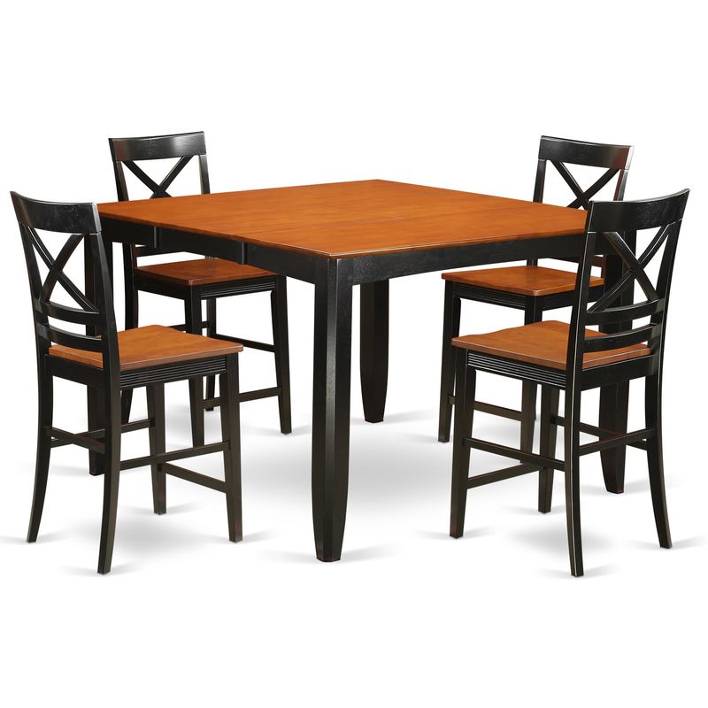 Black Rubberwood Counter-height 5-piece Dining Set - Wooden