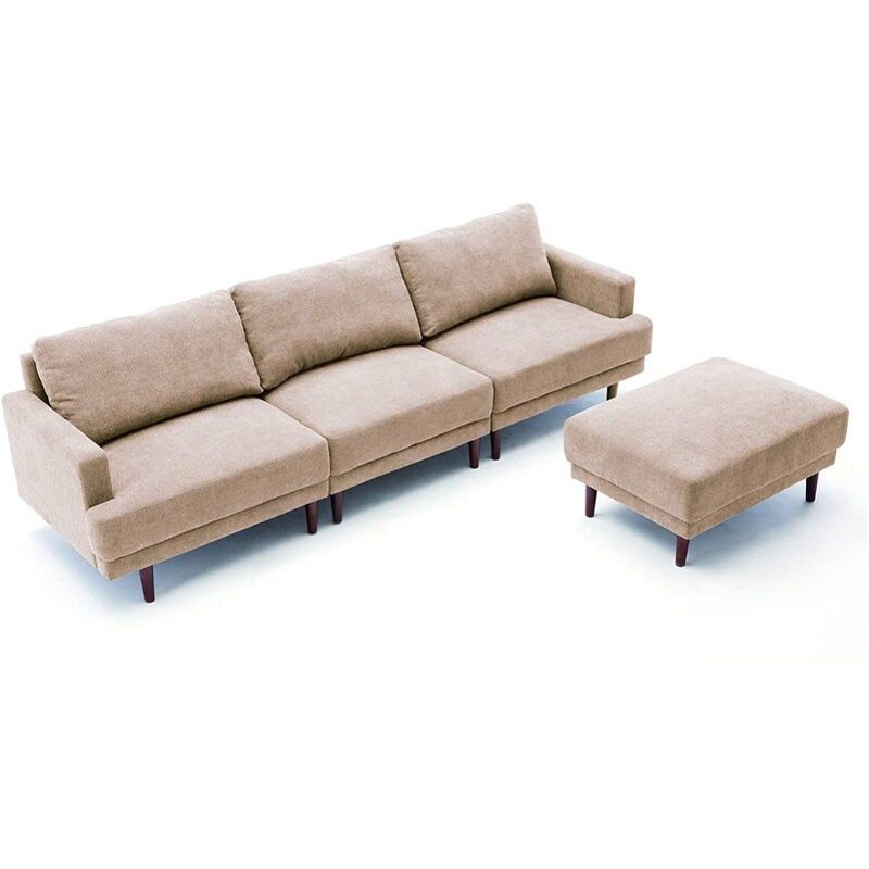 Sectional Couch Sofa with Ottoman Convertible Modular Couch Set - Grey