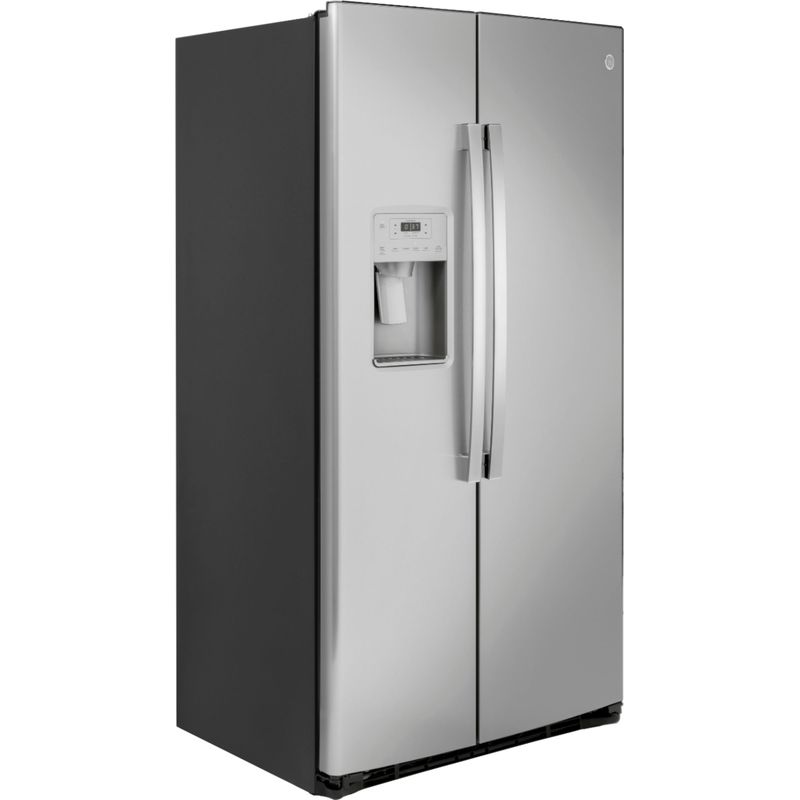 Angle Zoom. GE - 21.8 Cu. Ft. Side-by-Side Counter-Depth Refrigerator - Stainless steel